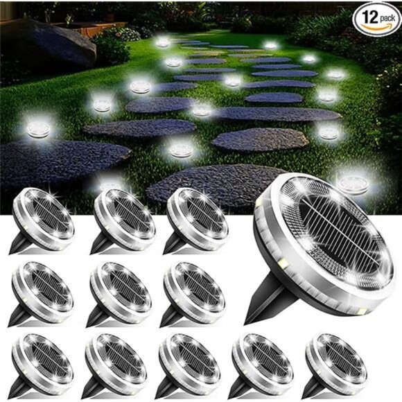 Solar Ground Lights Outdoor 12 Pack Waterproof Pathway Garden Lawn Landscape - Picture 7 of 7
